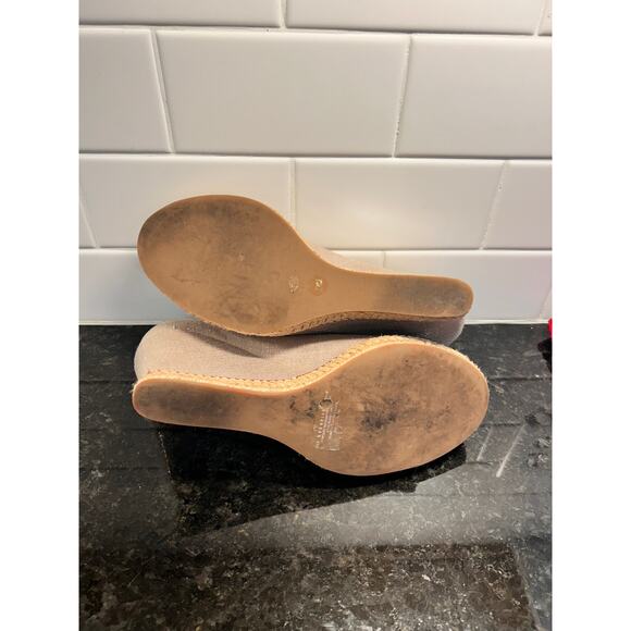 Tory Burch Jackie Canvas Natural Peep-Toe‎ Espadrille Wedges Metallic sheen 7.5 - Picture 11 of 12